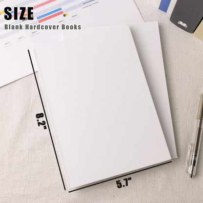 Koogel 2PCS Blank Hardbound Sketch Notebooks, White Drawing Notebooks 5.7" x 8.2" Hardcover Sketchbooks Blank Thick Smooth Notebook for Kids to Write Stories 50 Sheets 100gsm Inner Paper