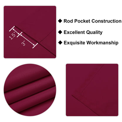 Hiasan Valance Curtains for Kitchen, Living Room, Basement, and Bathroom Windows, Small Window, Farmhouse Solid Short Topper, Short Rod Pocket Curtain Panels - 52 x 18 Inches, Wine Red, 1 Panel