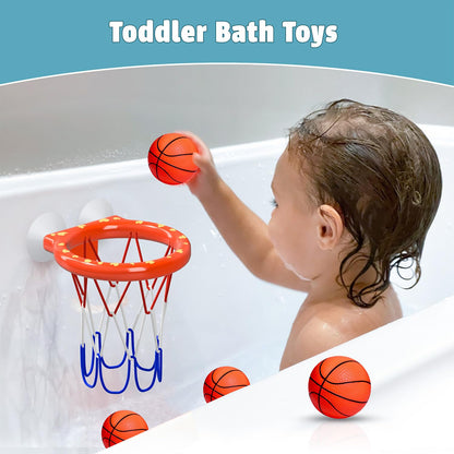 MARPPY Bath Toys - Bathtub Basketball Hoop for Toddlers | Bath Toys for Kids with 4 Mold-Free Balls & Strong Suction Cup Basketball Hoop | Toddler Shower Toys and Fun Kid Bathtub Toys | Boys or Girls