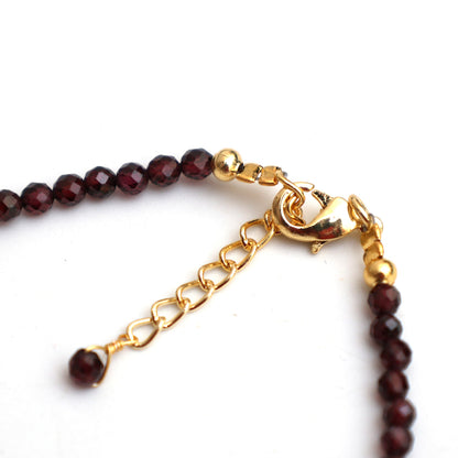Gempires Red Garnet Beaded Bracelet with Pearl Choker Crystal Jewelry Handmade January Birthstone Gifts 7.5 Inch Gold Plated Lightweight Gemstone Bracelets