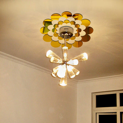 YongPan Top Ceiling Light Acrylic Decorative Mirror Wall Sticker,Flower Acrylic Mirror Wall Sticker for living room, bedroom porch Décor,Decal stickers (Gold, Outer Diameter 22.83inch)