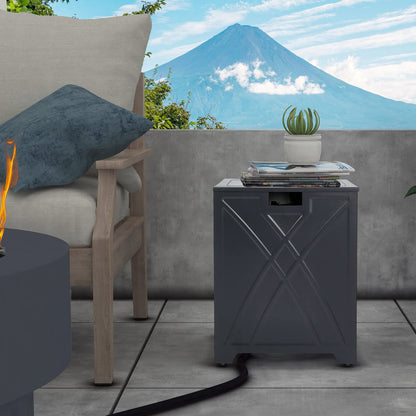 BAIDE HOME Propane Tank Cover Table, Square Propane Tank Holder Hideaway for 20 lb Propane Tanks, Gas Tank Storage Side Table - Carbon Gray