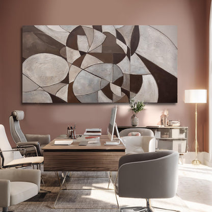 WINKAILIN Abstract Wall Art Grey and Brown Canvas Wall Decor Minimalist Geometric Print Beige Pictures Posters Home Decor For Living room bedroom kitchen 29x58 inch