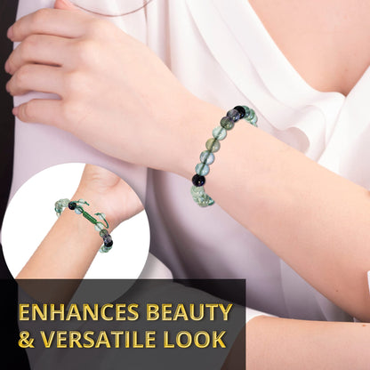 ANAYA AGATE Healing Crystal Bracelet – Chic Gemstone Bracelet for Men and Women – 8mm Round Bead Bracelets for Spiritual Healing, Protection, Positive Energy - Multi Fluorite