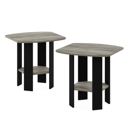 Furinno SIMPLE DESIGN Side Table Set of 2, 2-Tier Modern End Table with Soft Edges, Open Shelves Night Stand, Bedside Table, for Living Room, Bedroom, French Oak