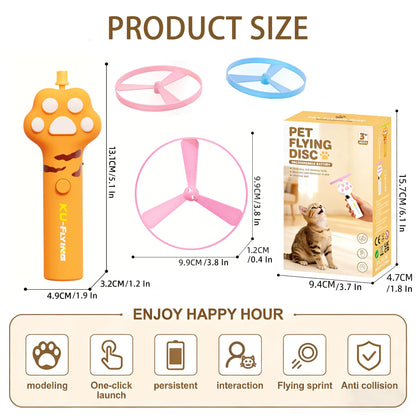 Cat Fetch Toy Launcher,Flying Disc Launcher Toy Rechargeable with 10 Flying Discs,Flying Cat Toy Disc Launcher for Kitten Dog Playing Interactive Hunting Tracking Toys for Outdoor Indoor,Orange