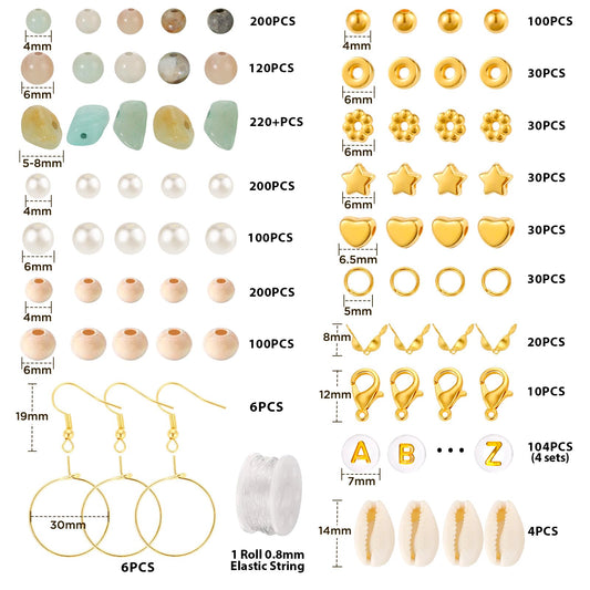 Funtopia Jewelry Making Kit for Adults, 1562pcs Natural Stone Beads Bracelet Making Kit, Jewelry Making Supplies Gemstone Crystal Marble Beads for DIY Craft Bracelet Necklace Earrings