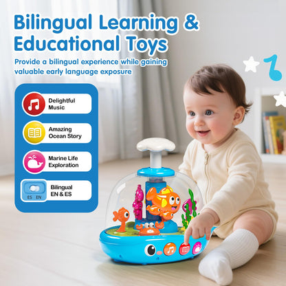 Baby Toys 6-12 Months, Press & Glow & Spin Infant Toys, Cause and Effect Baby Musical Toys Educational Toy for 1 Year Old, 1st Birthday Gifts for 6 7 8 9 10 11 12Month