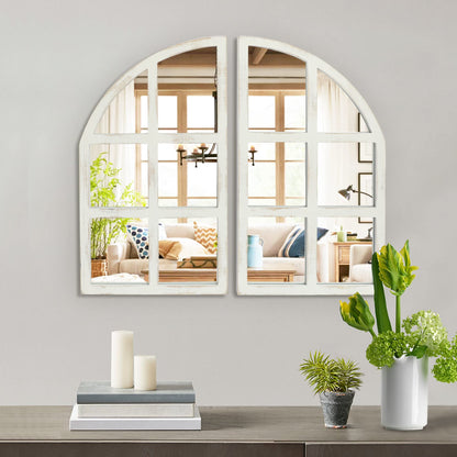FLORA Farmhouse Mirror, Arch Window Wall Mirror for Kitchen Bedroom Living Room Wall Decor, Set of 2