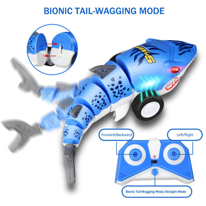 HAHAone Remote Control Shark Car,rc Cars,Toys for Kids Age 4 5 6 7 8 12 with Swinging Tail, LED Lights, Toddlers Birthday for Boys and Girls,juguetes para niños (Blue)