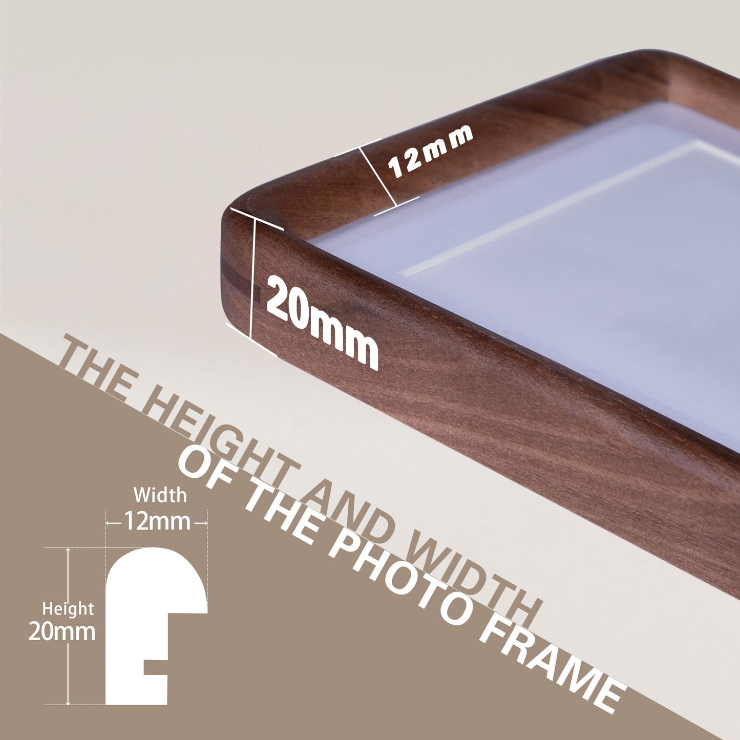 Xzwenru 4x6 Picture Frame Set of 2,Solid Walnut Wood Frame with Real Glass,Rounded Edge Wooden Photo Frame Matted to 4x6 Photo without mat or 3.5x5 picture with mat, For TableTop and Wall Decoration.