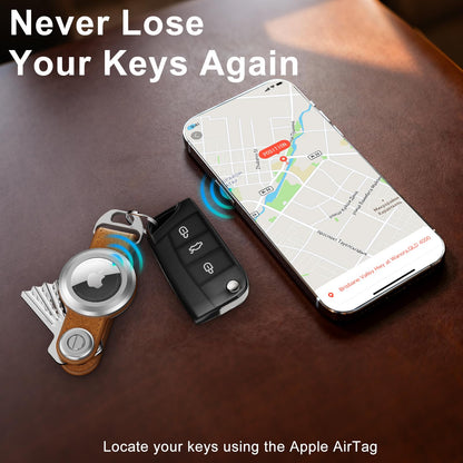 Loovike.com Leather Key Organizer KeyChain with Airtag | Airtag Keychain Holder - Compatible with Airtag Holder,(Not Include AirTag)(Crazy Horse)