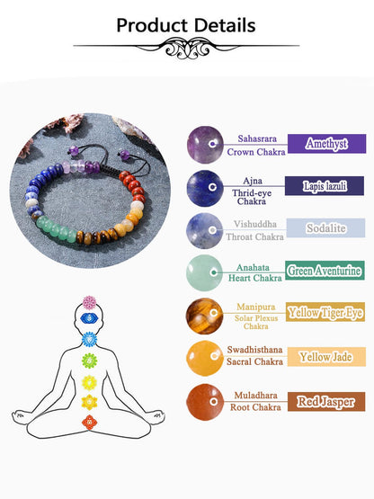 Top Plaza 3 Pcs Chakra Bead Bracelet 7 Chakra Healing Crystals Bracelet Yoga Stone Beads Bracelets Meditation Relax Anxiety Bracelets for Women Men