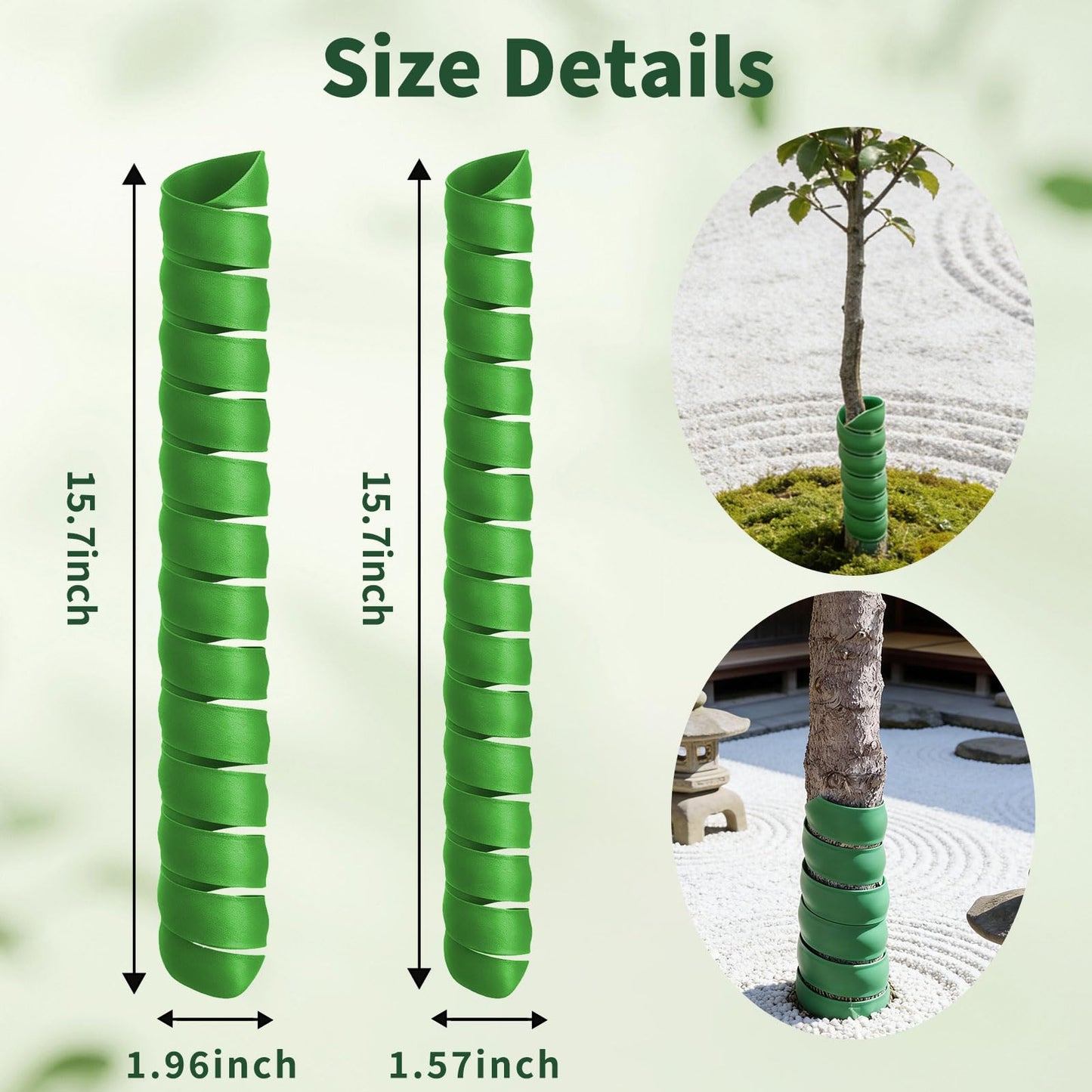 Spiral Tree Guards, 4 Pack, 2 Sizes (4x40cm & 5x40cm), Flexible Tree Protector Wrap for Young Saplings, Trunk Protection from Animals, Weather, and Lawnmower Damage