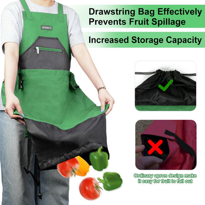 ZIOZERTT Gardening Apron, Harvest Garden Aprons with Pockets for Women and Men, Canvas Gardening Supplies Tool Belt, Gardening Gifts for Mom, Dad, Gardeners,Green