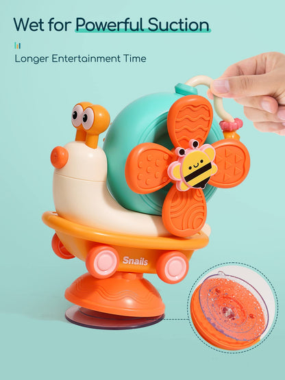 5-in-1 High Chair Toy with Suction Cups Spinner Montessori Toys for Toddler 1-3 Year Old-Fine Motor Infant Tray Sensory Travel Toys for Baby 6-12-18 Months Boy Girl Newborn Birthday Gift