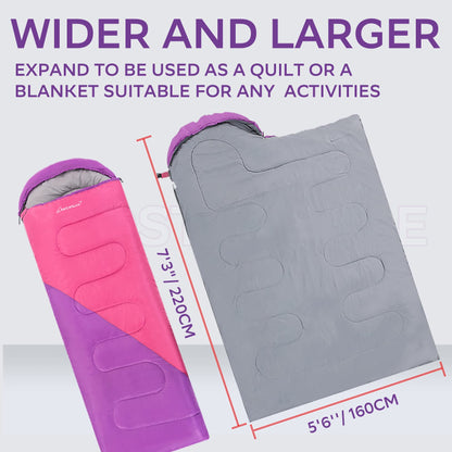 Clostnature Sleeping Bag for Adults and Kids - Lightweight Camping Sleeping Bag for Girls, Boys, Youths, Ultralight Backpacking Sleeping Bags for Cold Weather - Compression Sack Included(Left Zipper)
