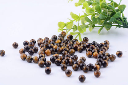 Natural Stone Beads 100pcs 10mm Tiger Eye Round Genuine Real Stone Beading Loose Gemstone Hole Size 1mm DIY Smooth Beads for Bracelet Necklace Earrings Jewelry Making (Tiger Eye, 10mm)