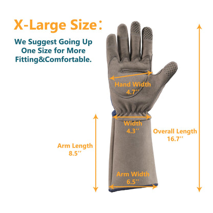 COOLJOB Thorn Proof Rose Pruning Garden Gloves for Men, Long Sleeve Padded Yard Work for Bush, Blackberry, Cactus, Heavy Duty/Puncture Resistant/Machine Washable, Xlarge, Navy