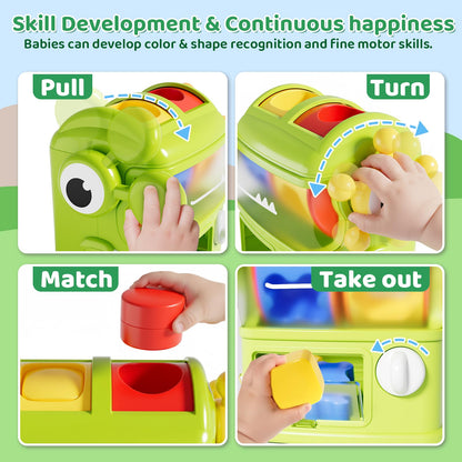 Aprilwolf Montessori Shape Sorter Learning Toys for 1 Years Old, Baby Toys 12-18 Months with 6 Sensory Shape Blocks, Developmental Infant Birthday Gifts for Toddler Age 1 2 3