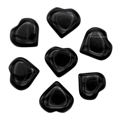 Amazing Gemstone Black Obsidian Stone Heart - Pack of 2 Crystal Heart Stones Rocks - Corazones De Piedra Crystals and Healing Stones Heart Shaped Crystal - Stocking Stuffers Gifts