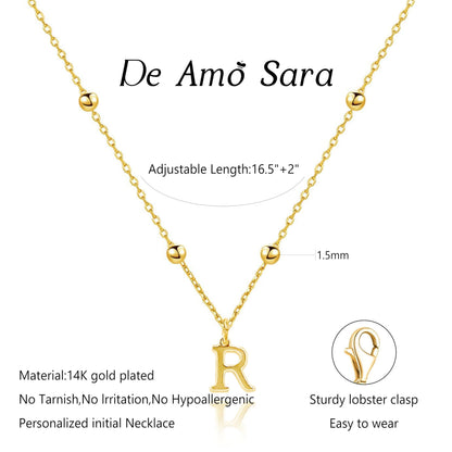 De Amo Sara Initial Necklaces for Women, Dainty A-Z Pendant Letter Charm Necklace Personalized Name Necklaces for Women Trendy Jewelry Gift