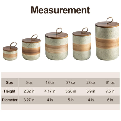 Miamolo Large Storage Containers with Lids, Ceramic Coffee Container Kitchen Food Storage Jars for Spice Sugar Tea Bag, Stackable Decorative Jars for Counter, 61 fl.oz