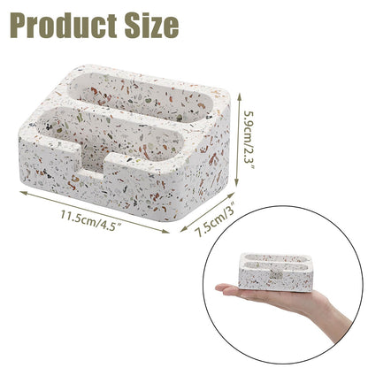 Hipiwe Business Card Holder Stand for Desk, 2 Slots Terrazzo Business Name Card Display Stand for Women Men Desktop Concrete Business Card Organizer for Office, Fits for 100 Business Cards