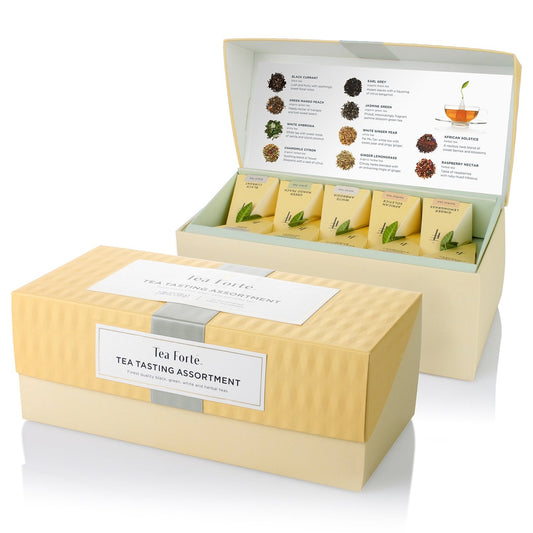 Tea Forte Premium Presentation Box Gift Set Sampler, 20 Count, Assorted Blends Individually Wrapped Handcrafted Pyramid Infuser Bags, Assorted Classic Tea