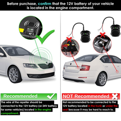Loraffe 2 Pack Under Hood Animal Repeller Car Rat Repeller Rodent Repeller Ultrasonic Mouse Deterrent for 12V Vehicle Get Rid of Mice in Car Engine