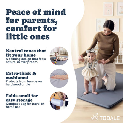Todale Baby Play Mat, 50 x 50 Inches - Self-Inflating Foldable Foam Play Mat for Babies - Waterproof, Portable Floor Cushion for Playpen, Tummy Time & Christmas Gift Holiday Present Newborn Shower Toddler's Birthday.