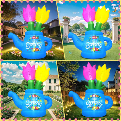 6FT Spring Easter Inflatable Flower Outdoor Decoration Inflatable Flower Decor Blow Up Flower Decoration, Built-in LED Lights for Spring Easter Holiday Lawn Party Yard Outdoor Supplies