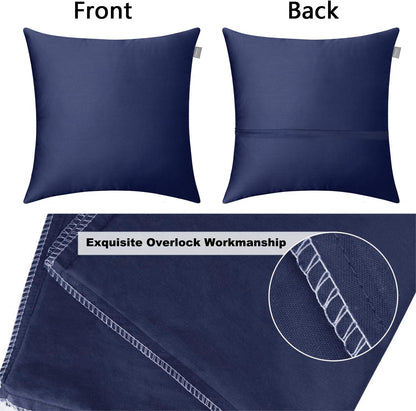 Thmyo 4-Pack 100% Cotton Comfortable Solid Decorative Throw Pillow Case, Square Cushion Cover Pillowcase Sublimation Blank Pillow Covers DIY Throw Pillowcase for Couch(18x18 inch/ 45x45cm,Dark Blue)