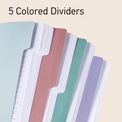 Yoment Hardcover Spiral Notebooks for Work School, B5 Journal Notebook with Tabs Dividers, Multi 5 Subject Notebook College Ruled, 240 Pages Lined Journal for Women, Pink