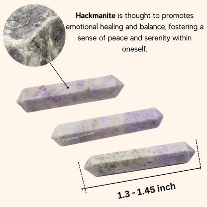 Amazing Gemstone Hackmanite Crystal Points Bulk Healing Crystals - Pack of 3 Double Terminated Healing Wand Point Bulk Crystals for Crafts, Crystal Grid - Premium Crystals for Beginners Gifts