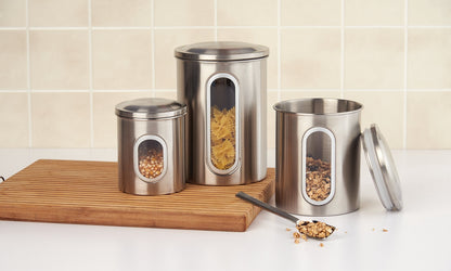 Fox Run 6103 Canister Set, Stainless Steel, 3-Piece Metallic, 5.75 x 6 x 8.5 inches