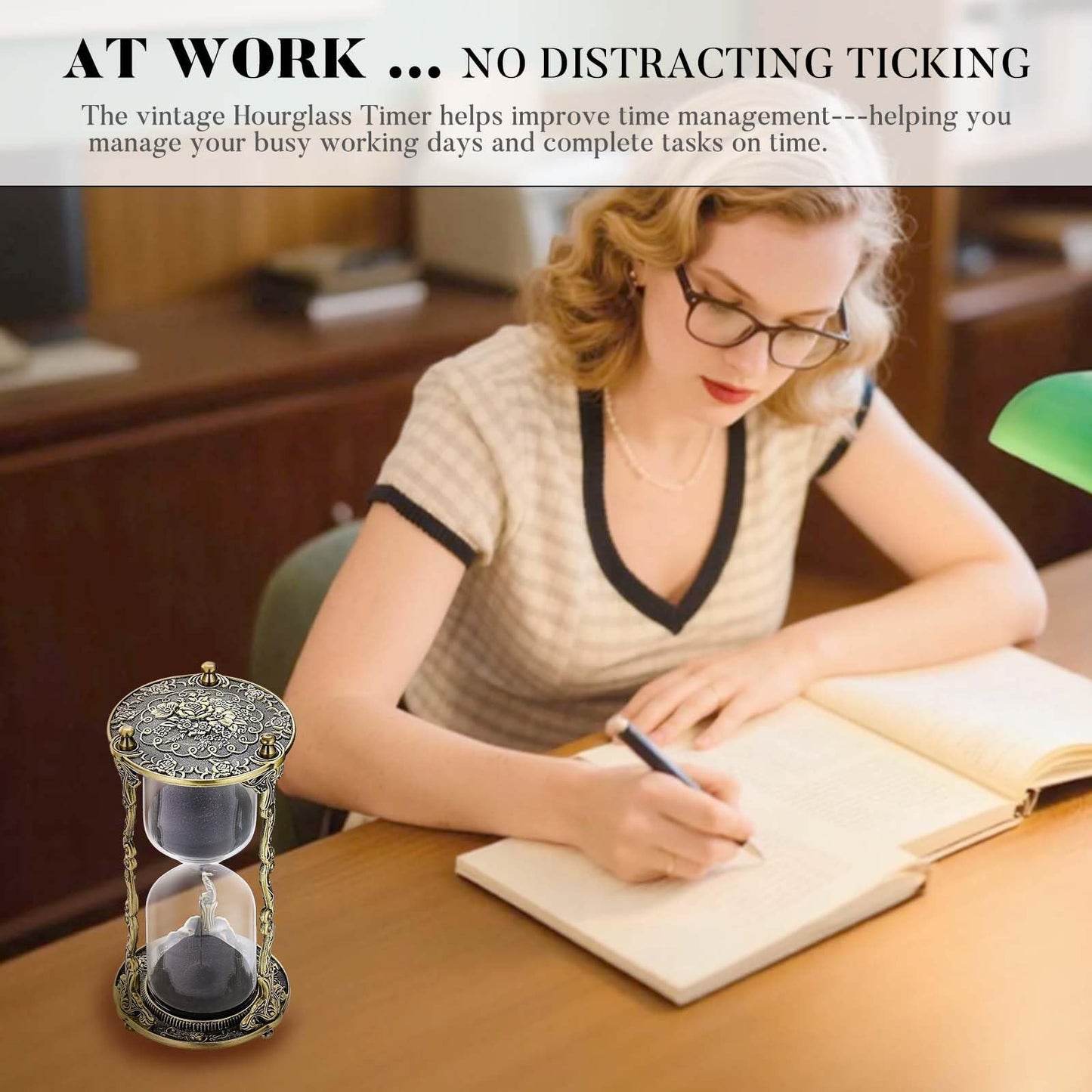 SuLiao Hourglass Sand Timer 60 Minute, 60 Min Mandala Rose & Engraving Brass Sand Clock,Metal Iron Black Sand Timer, Antique Reloj De Arena,Unique 1 Hour Glass Sandglass for Gift Office Desk Decor