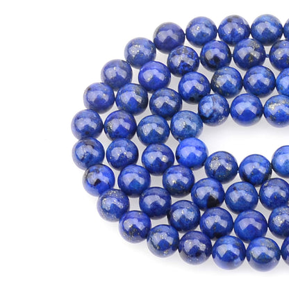 LPBeads 100PCS 8mm Blue Lapis Gemstone Round Loose Beads for Jewelry Making with Crystal Stretch Cord
