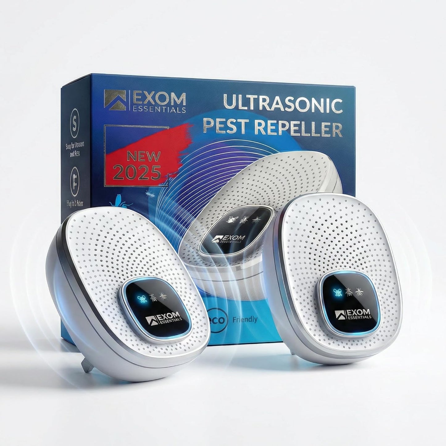 T-25, Ultrasonic Pest Control Repeller - Electronic & Ultrasound, Indoor Plug-in Repellent - Get rid of - Rodents, Mice, Squirrels, Bats, Insects, Bed Bugs, Ants, Fleas, Spiders, Roaches (2 Pack)