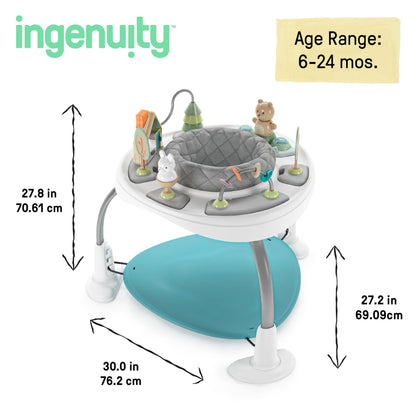 Ingenuity Spring & Sprout 2-in-1 Baby Activity Center Jumper and Table with Infant Toys - Ages 6 Months +, First Forest