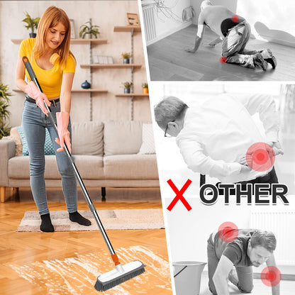 Floor Scrub Brush with Long Handle, Stiff Bristles Deck Brush, BITOPE Multi-Purpose Heavy Duty Hardwood Floor Scrubber, Cleaning Concrete Balcony Patio Garage Outdoor/Indoor