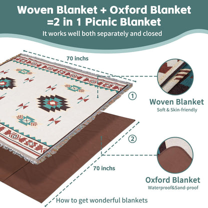 2 in 1 Extra Large Camping Blanket Outdoor Picnic Yoga Mat Lightweight Car Essential Roadtrip Gadget Rv Accessories Glamping Tent Gear Must Haves Hiking Stuff Backpacking Necessities Women Beach Gift