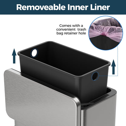 LINSSEN Stainless Steel Hanging Trash Can with Lid and Inner Bucket, 1 Gallon Kitchen Compost Bin for Counter Top, Under Sink or Wall Mount, Small Garbage Can for Cupboard/Bathroom/Bedroom/RV