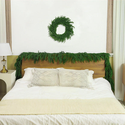 6 Ft 2 Pcs Artificial Norfolk Pine Garland, Real Touch Green Faux Greenery Garland for Christmas Table, Mantle, Wall, Fireplace, Indoor Outdoor Decor