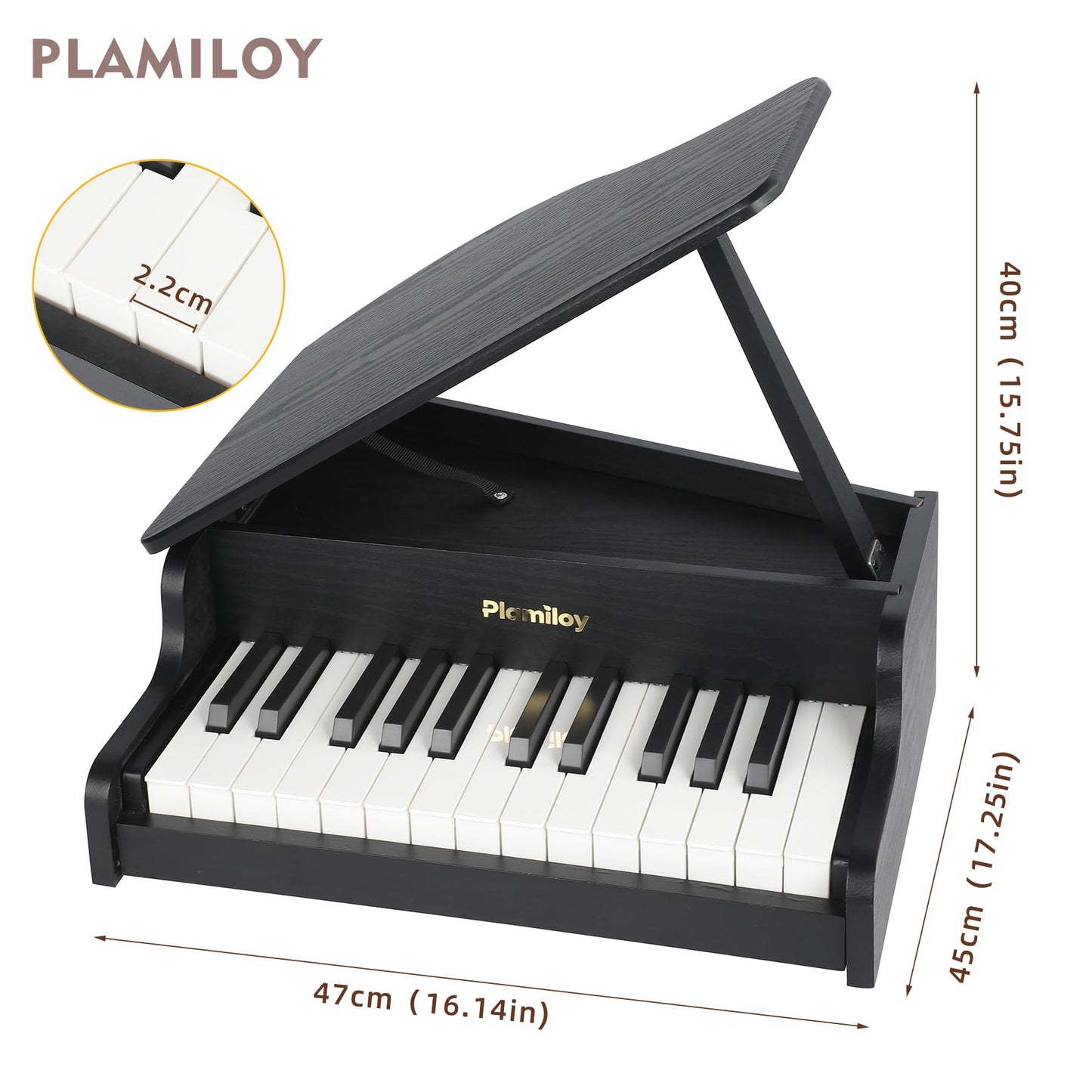 PLAMILOY Kids Piano, Toddler 25-Keys (Grand) Wooden Digital Keyboard Piano, First Instrument Toy for Baby Beginner 3 Ages+, Surprise Educational Early Learning Birthday Gift for Boys Girls