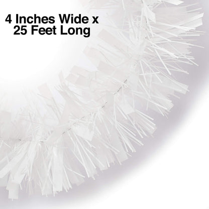 Anderson's Metallic White Tinsel Twist Garland, 25ft Holiday Decoration, Christmas Tree Trim, Parade Float Decor, Party Supplies, Halloween, Graduation, Indoor Outdoor Event Garland