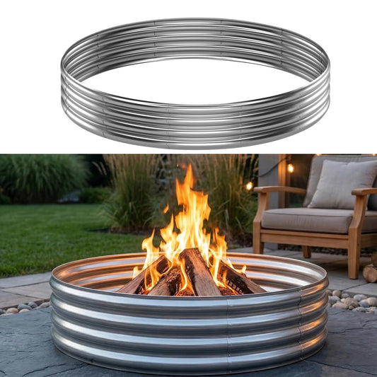 Fire Pit Ring for Outside Wood Burning, 36in Outdoor Fire Pit, Heavy Duty Steel Burn Pit for Backyard, Camping, Bonfire, Modern Style Large Metal Fire Pit Ring