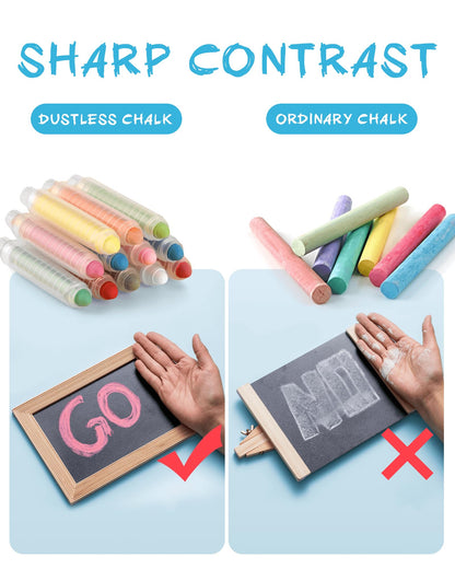 NewFamily 36-Color Dustless Chalk with Holders, Non-Toxic Washable Sidewalk & Blackboard Chalk for Kids' Toddler Art & Indoor Play