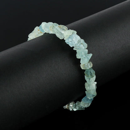 CRYSTALINES Natural Raw Aquamarine Gemstones Bracelets, Healing Crystals, Rough Stones, Handmade Women Jewelry, March Birthstones, Silver Chain-8inch, Christmas Women Gift