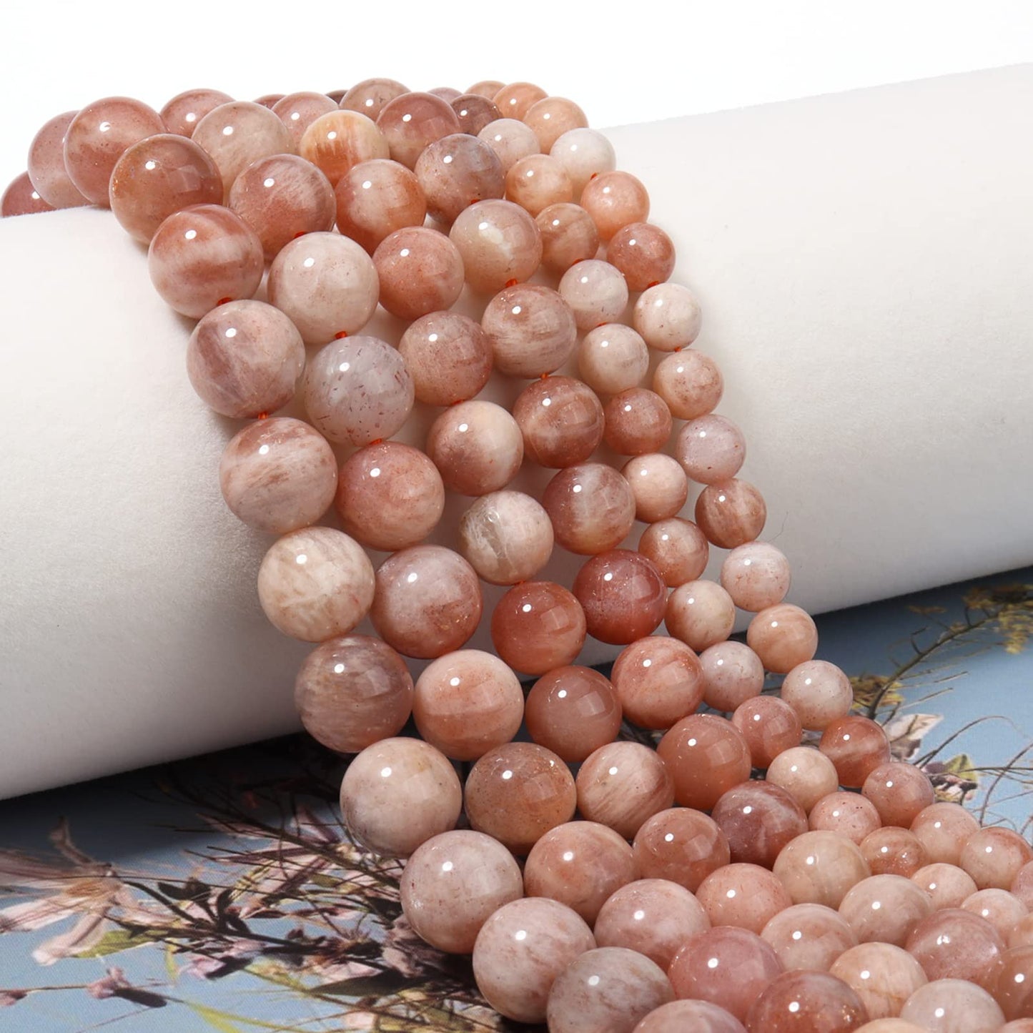 Siomia 35pcs 10mm Natural Sunstone Gemstone Energy Healing Crystal Round Loose Stones for Jewelry Making, DIY Bracelets Necklaces